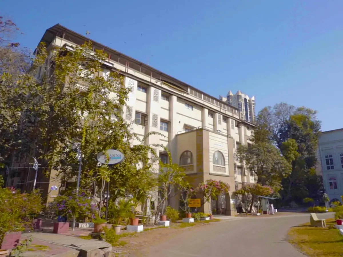 The Masina Heart Institute building and its garden frontage in Byculla, South Mumbai.
